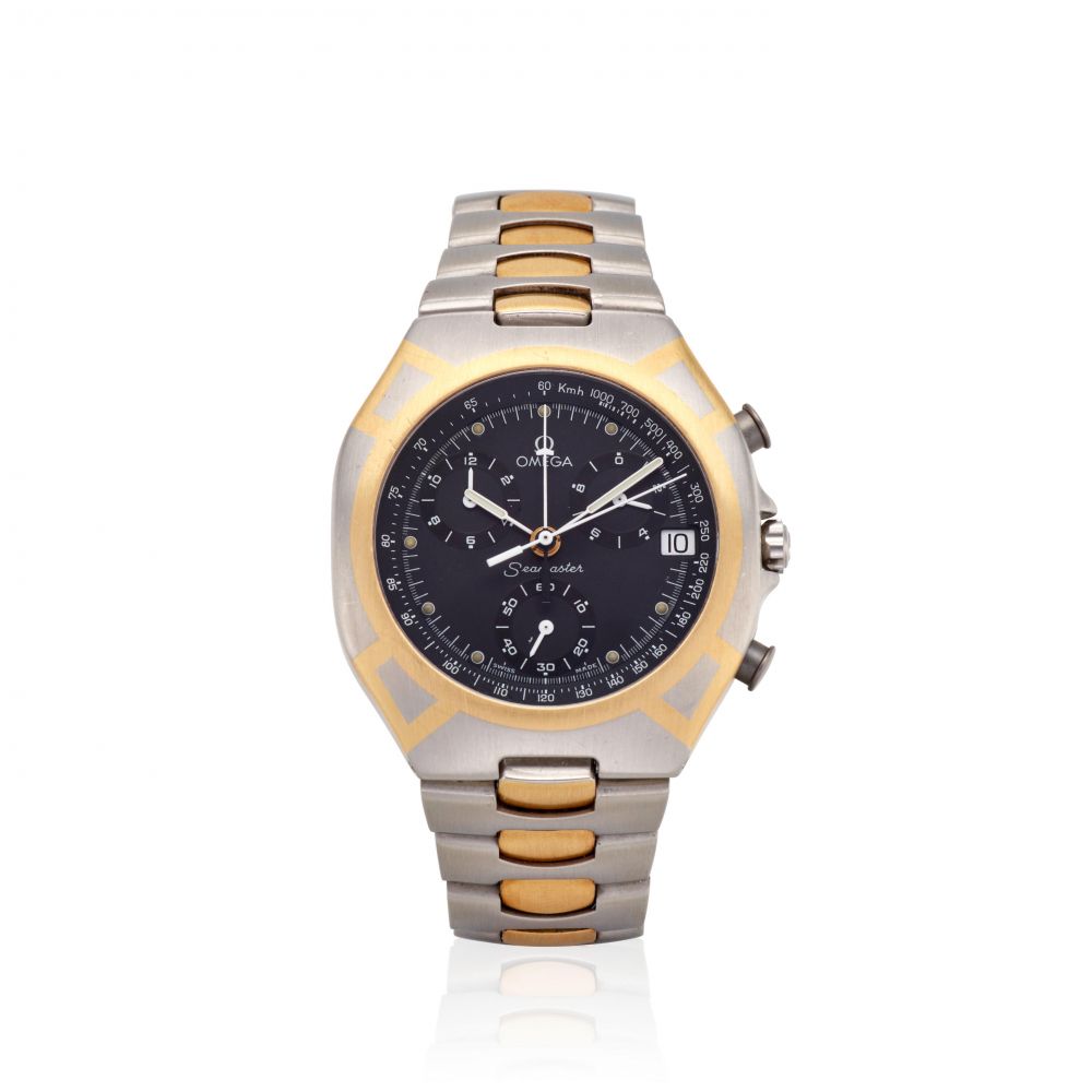OMEGA. A STAINLESS STEEL CHRONOGRAPH BRACELET WATCH
