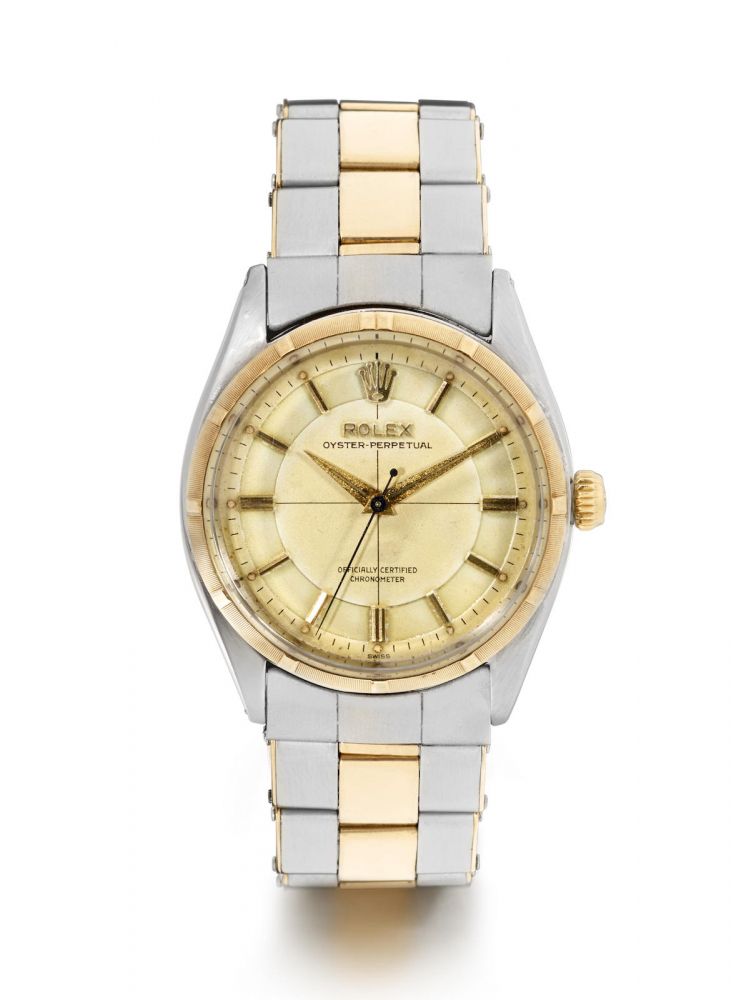 ROLEX | REF. 6565, A YELLOW GOLD AND STAINLESS STEEL BRACELET WATCH, CIRCA 1955