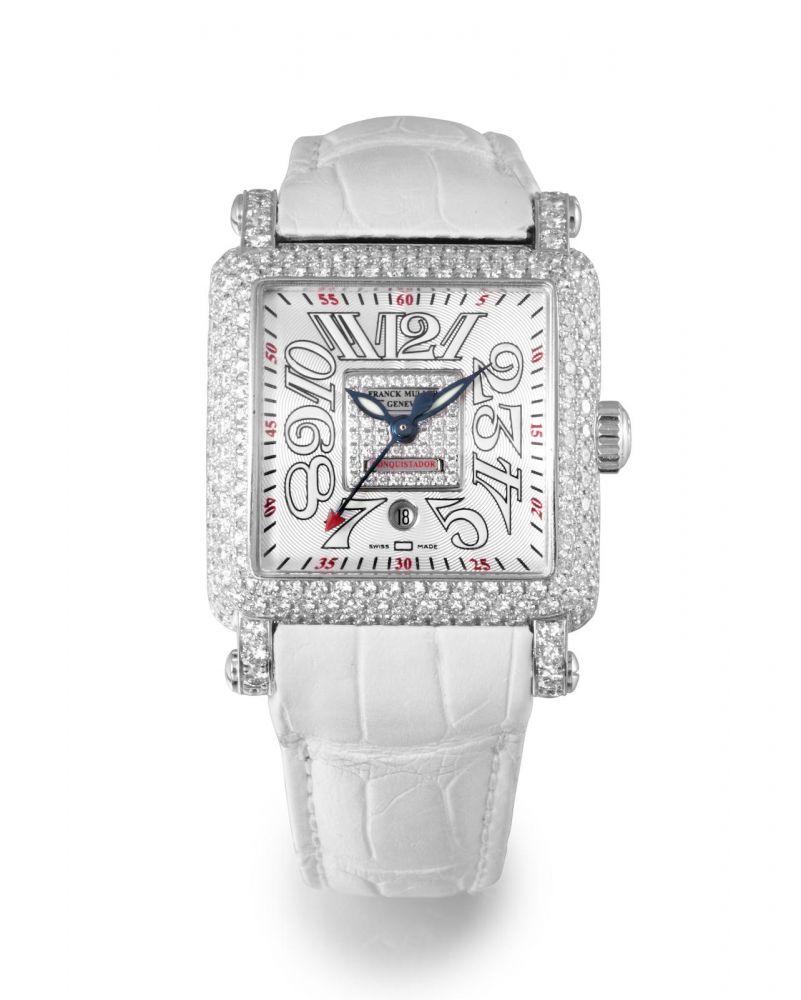 FRANCK MULLER | CONQUISTADOR CORTEZ, A FINE WHITE GOLD AND DIAMOND-SET WRISTWATCH WITH DATE DISPLAY, CIRCA 2010