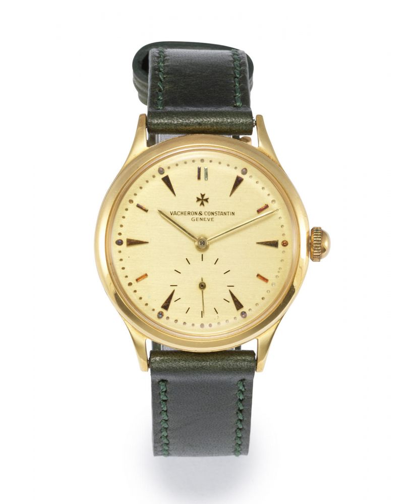 VACHERON CONSTANTIN. A FINE YELLOW GOLD WRISTWATCH WITH CHAMPAGNE DIAL, CIRCA 1950
