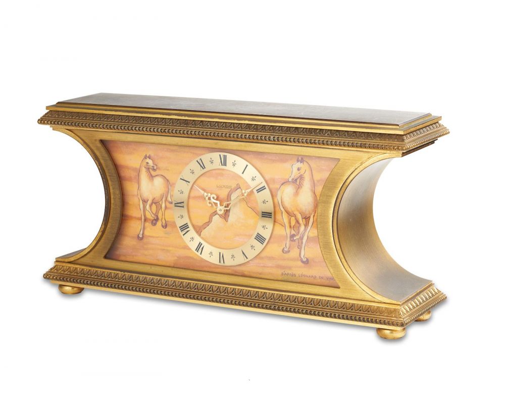 Luxor | A Heavy Gilt Bronze Striking Mantel Clock, circa 1960