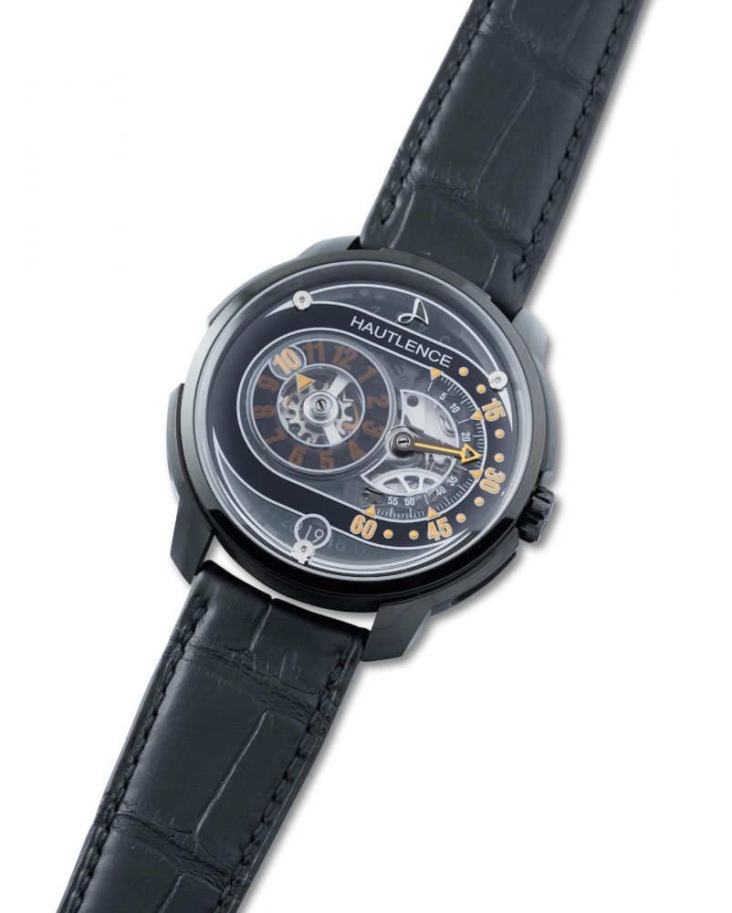 Hautlence | Avant-Garde Retrograde, A New Old Stock Blackened Titanium and Stainless Steel Retrograde Wristwatch with Jump Hour, circa 2015