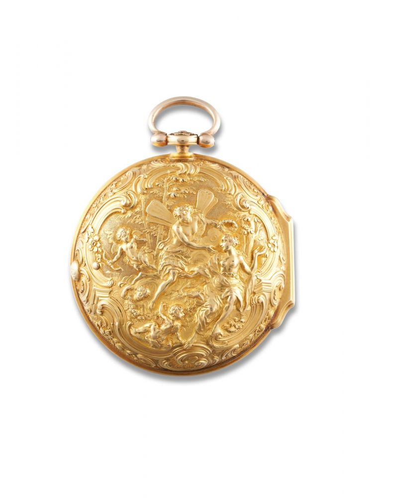 John Ellicott | A Very Rare and Fine Yellow Gold Repoussé Pair Case Verge Watch, 1751