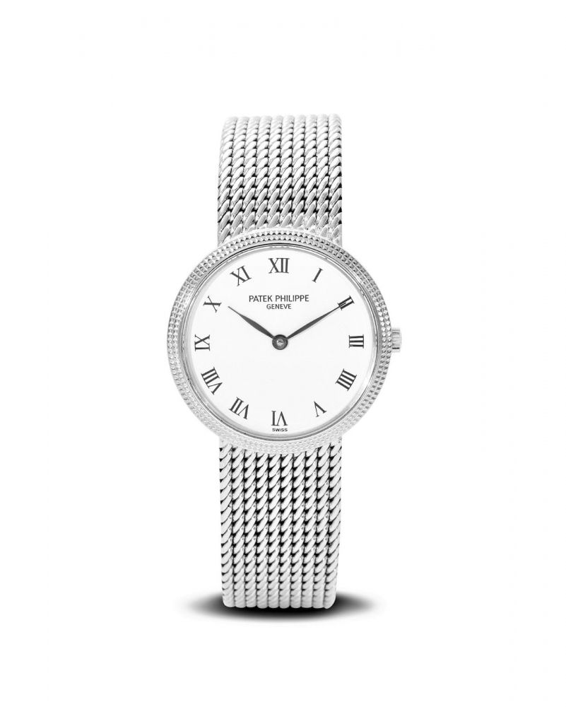 Patek Philippe | Calatrava Ref. 4819/5, A Lady's White Gold Bracelet Watch, 1990