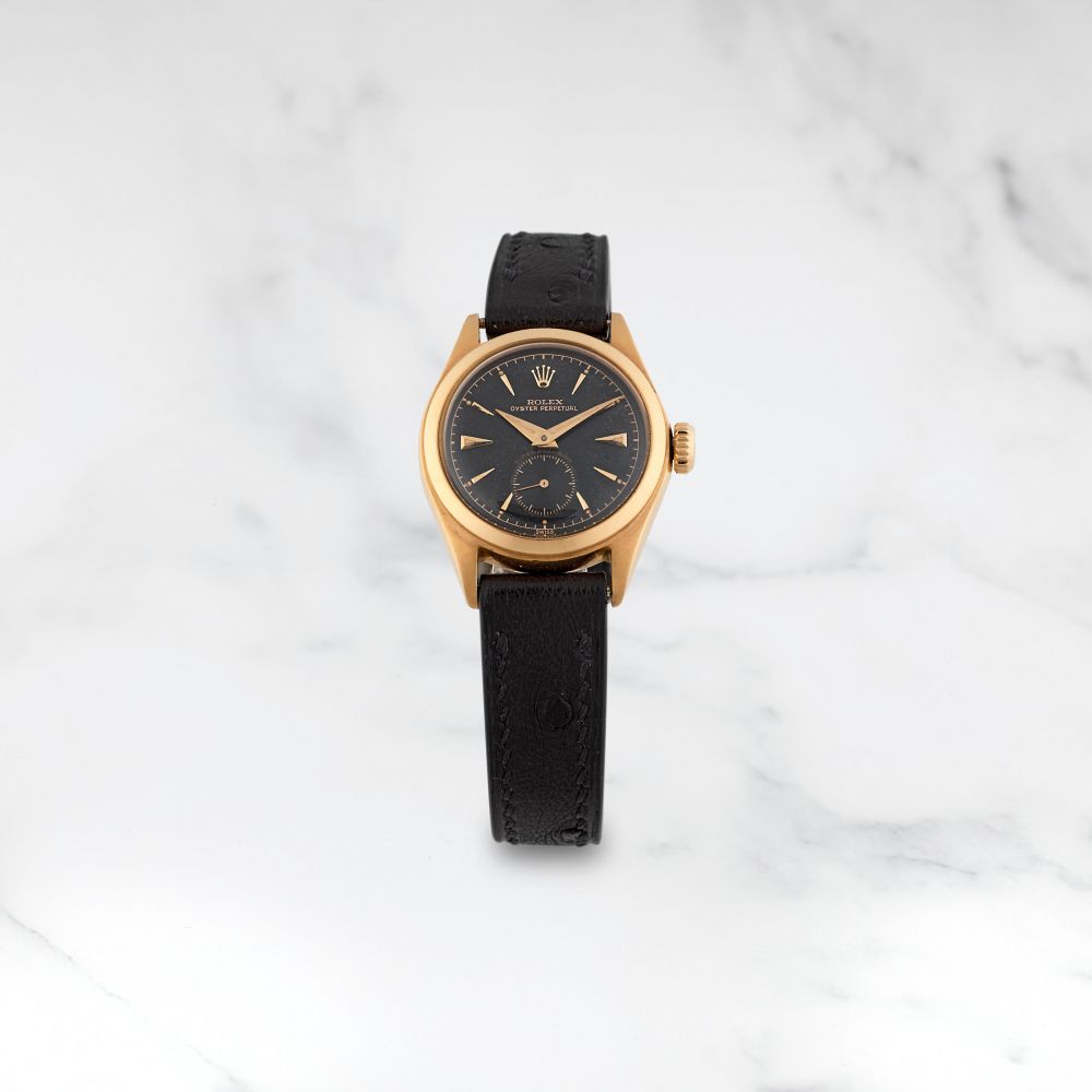 ROLEX. RARE MONTRE BRACELET EN OR ROSE 18 CARATS MOUVEMENT AUTOMATIQUE