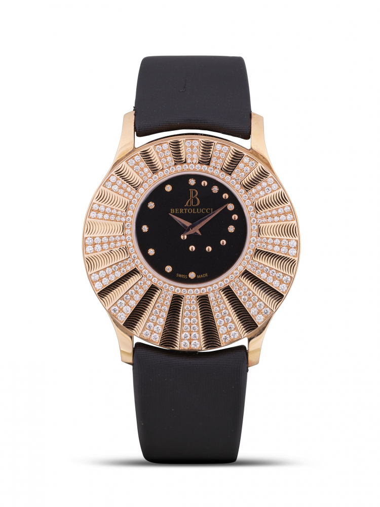 BERTOLUCCI | STRIA, REF.723.50, A NEW OLD STOCK PINK GOLD AND DIAMOND-SET WRISTWATCH, CIRCA 2012