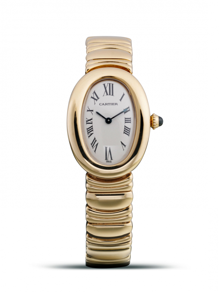 CARTIER | BAIGNOIRE, REF.1950, A LADY'S YELLOW GOLD BRACELET WATCH, CIRCA 1990