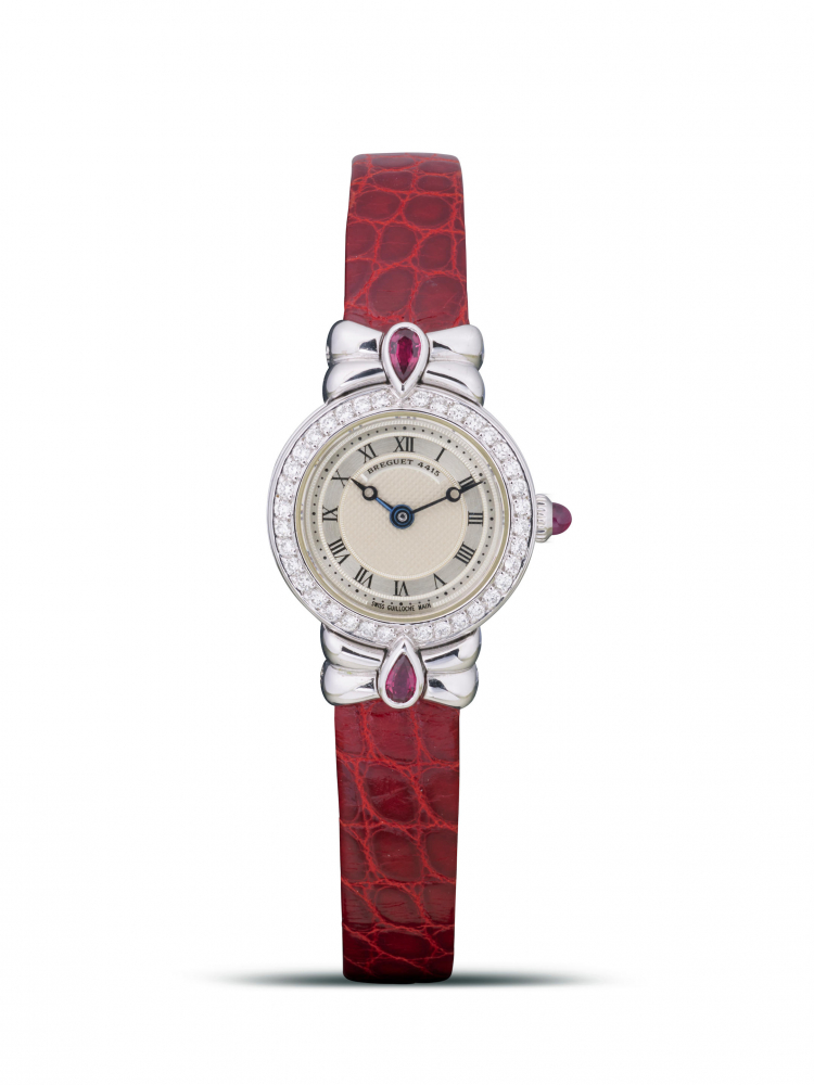 BREGUET | CLASSIQUE, REF.8611, A RARE LADY'S WHITE GOLD, RUBY AND DIAMOND-SET WRISTWATCH, CIRCA 1996