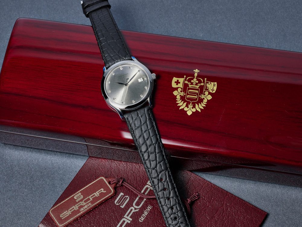 SARCAR | A NEW OLD STOCK WHITE GOLD WRISTWATCH WITH DIAMOND INDEXES AND DATE, CIRCA 2018