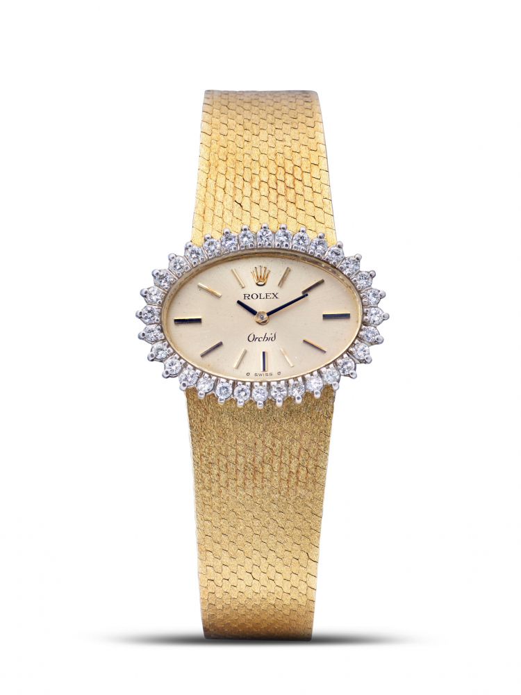 ROLEX | ORCHID, REF.2674, A YELLOW GOLD AND DIAMOND-SET WRISTWATCH WITH ASSOCIATED 14K YELLOW GOLD BRACELET, CIRCA 1975
