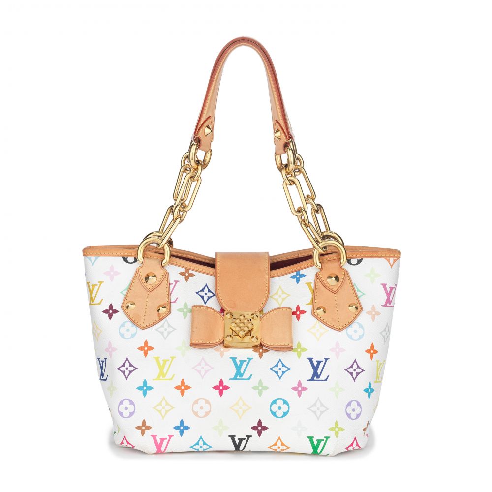 LOUIS VUITTON: A WHITE MULTICOLOUR ANNIE MM BAG