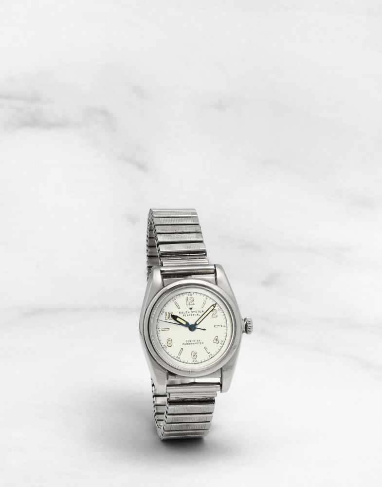ROLEX. MONTRE BRACELET EN ACIER BUBBLE BACK MOUVEMENT AUTOMATIQUE