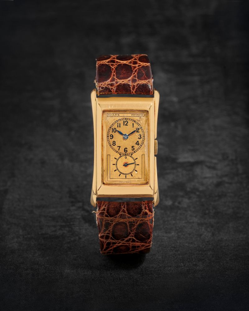 ROLEX. BELLE MONTRE BRACELET EN OR JAUNE 18K (750) DE FORME RECTANGULAIRE MOUVEMENT MECANIQUE