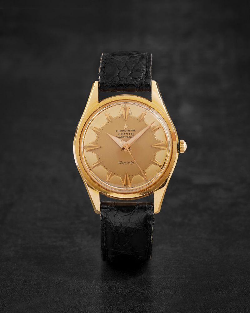 ZENITH. BELLE MONTRE BRACELET EN OR JAUNE 18K (750) AVEC SECONDE CENTRALE MOUVEMENT AUTOMATIQUE