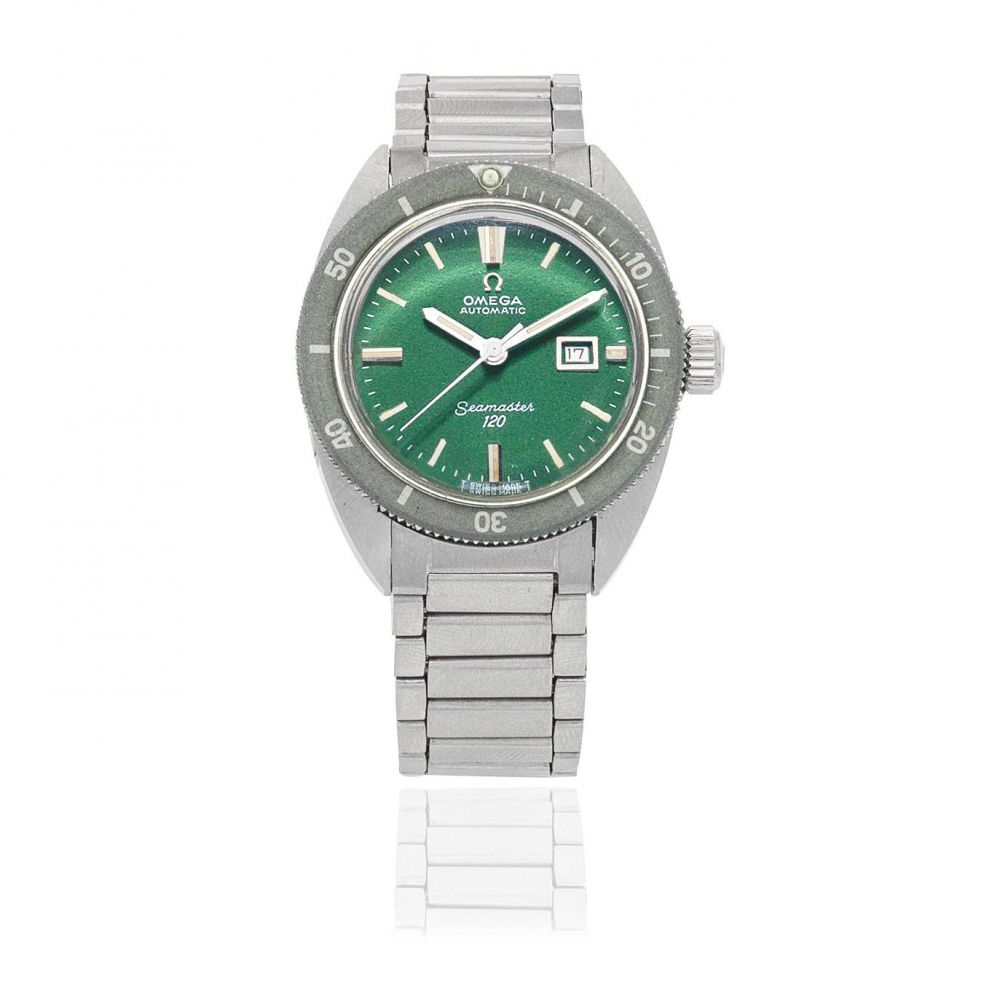 Omega. A lady's stainless steel automatic calendar bracelet watch