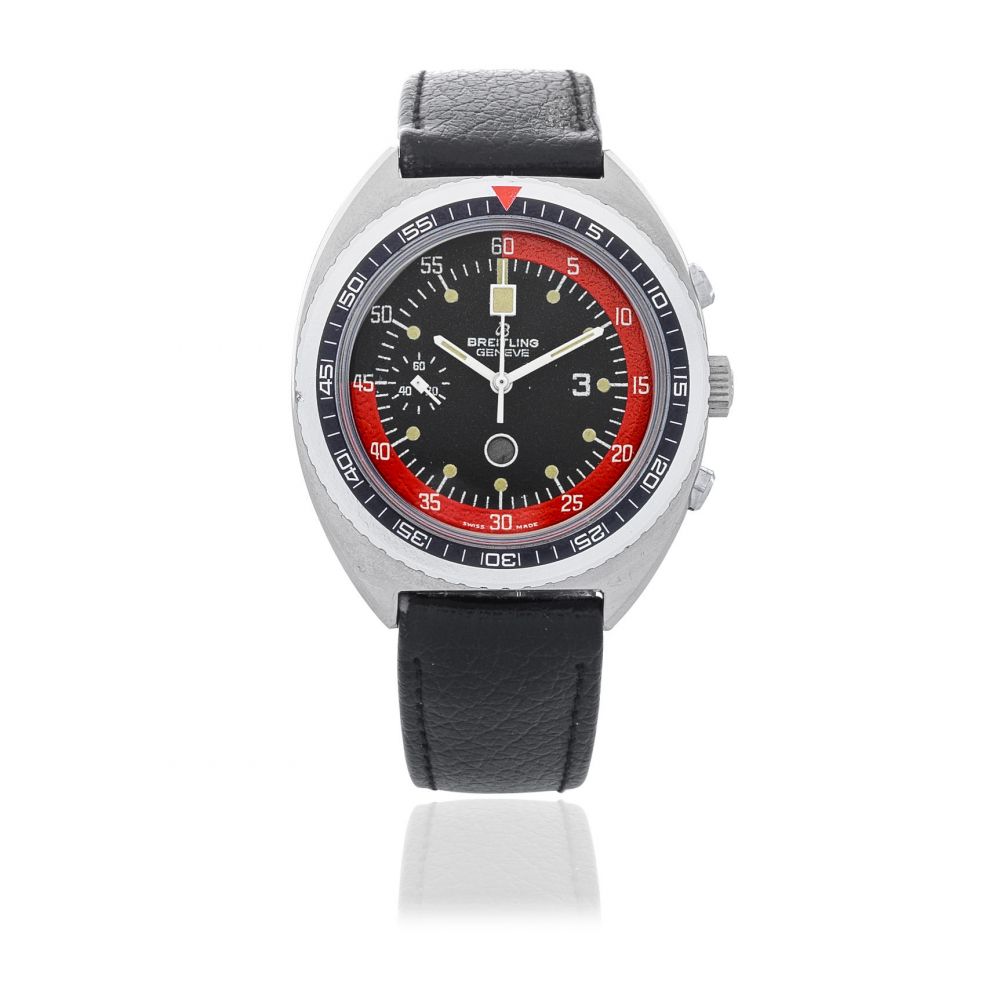 Breitling. An unusual stainless steel manual wind chronograph wristwatch