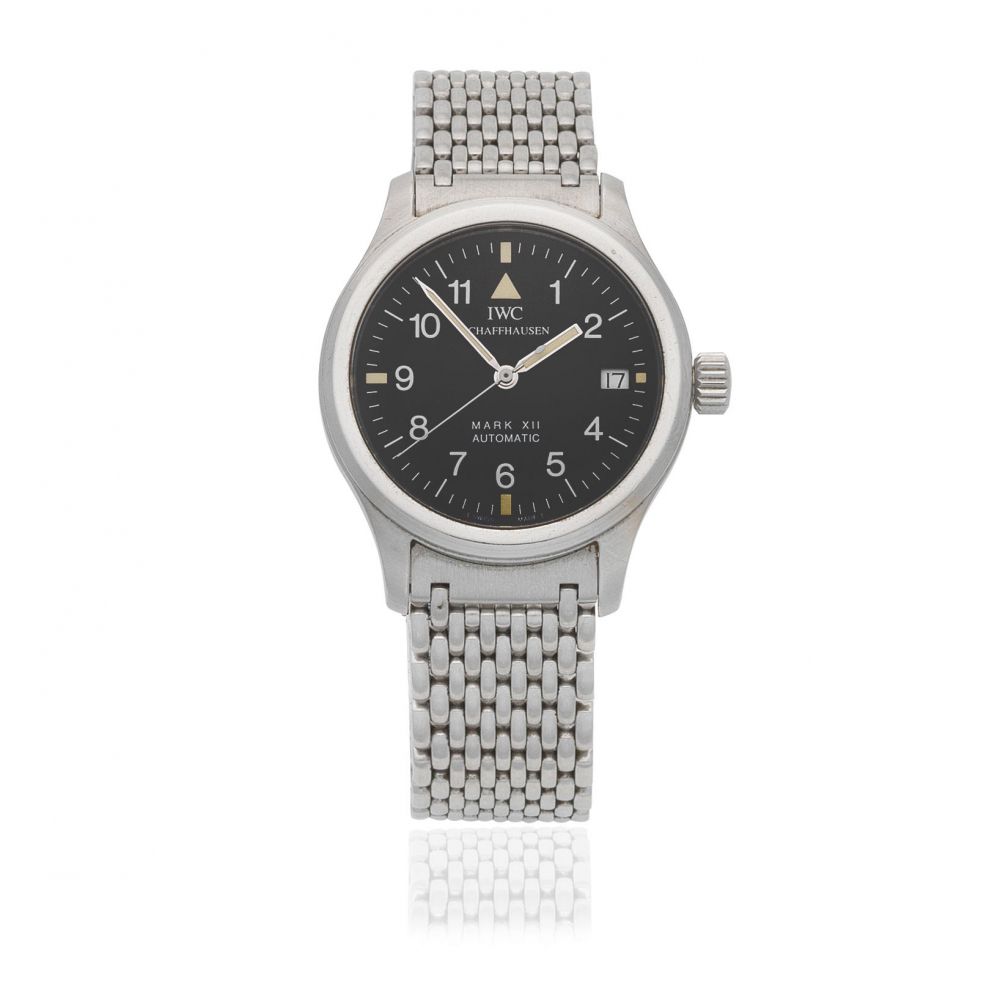 IWC. A stainless steel automatic calendar bracelet watch