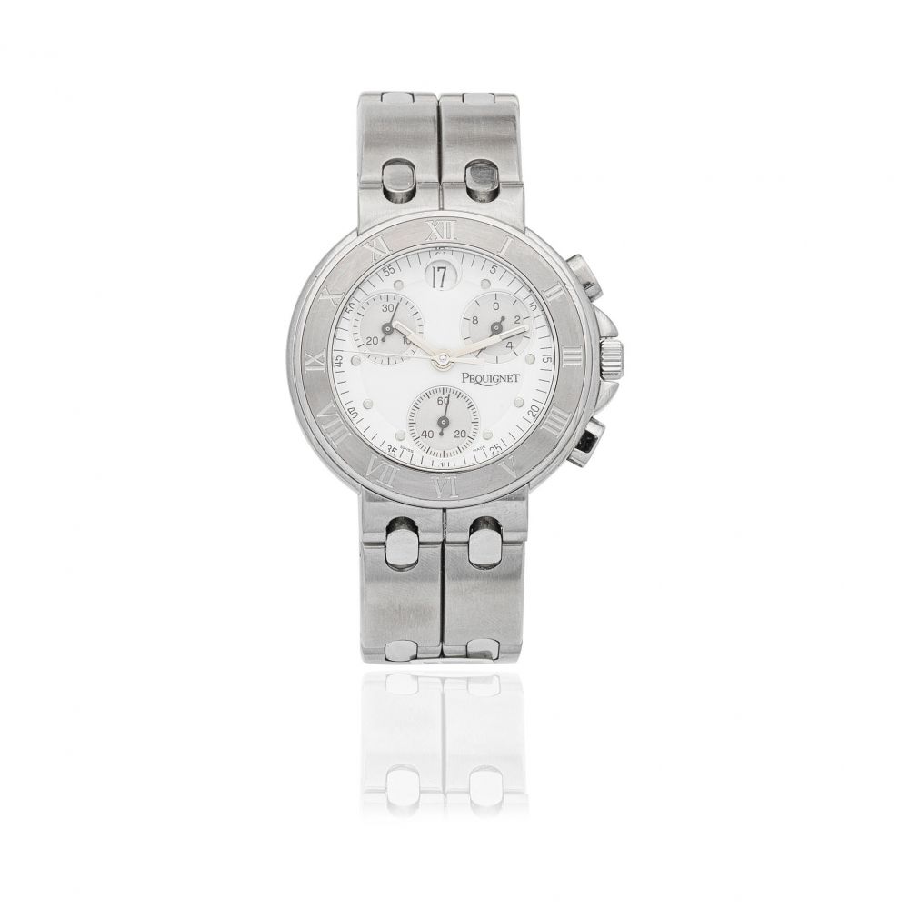 Pequignet. A stainless steel quartz calendar chronograph bracelet watch