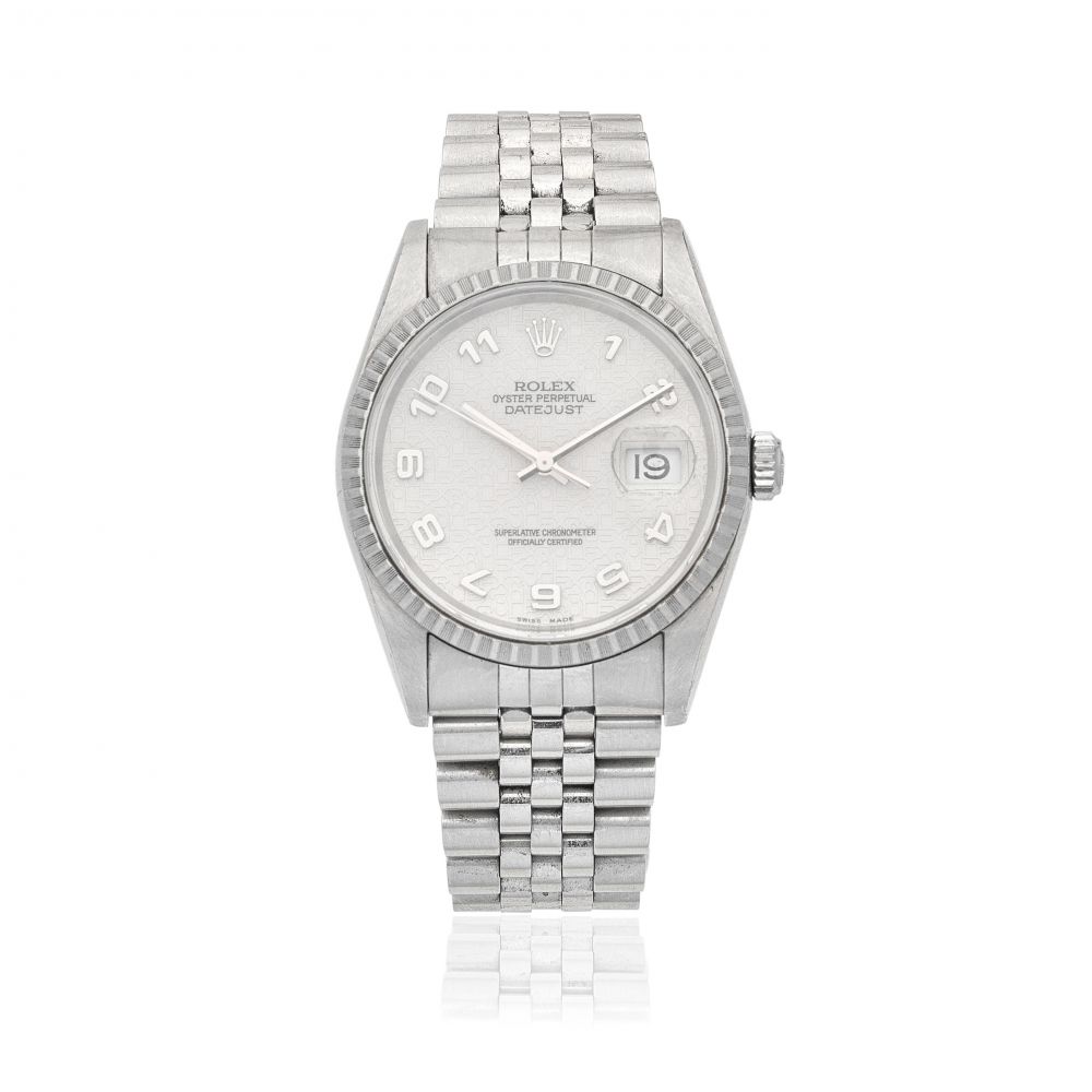 Rolex. A stainless steel automatic calendar bracelet watch