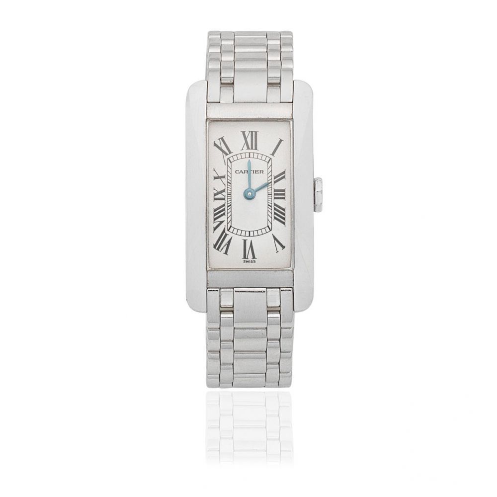Cartier. A lady's 18K white gold quartz bracelet watch