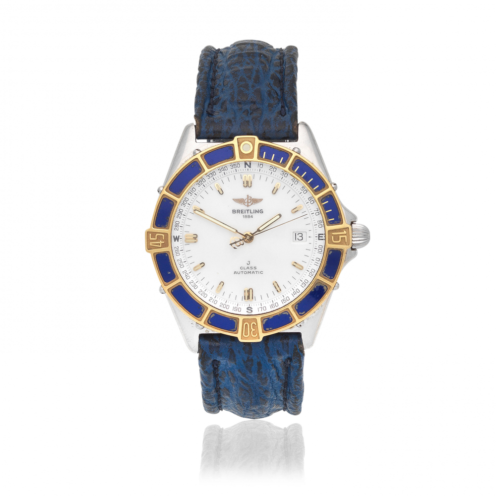 Breitling. A stainless steel and gold automatic calendar wristwatch