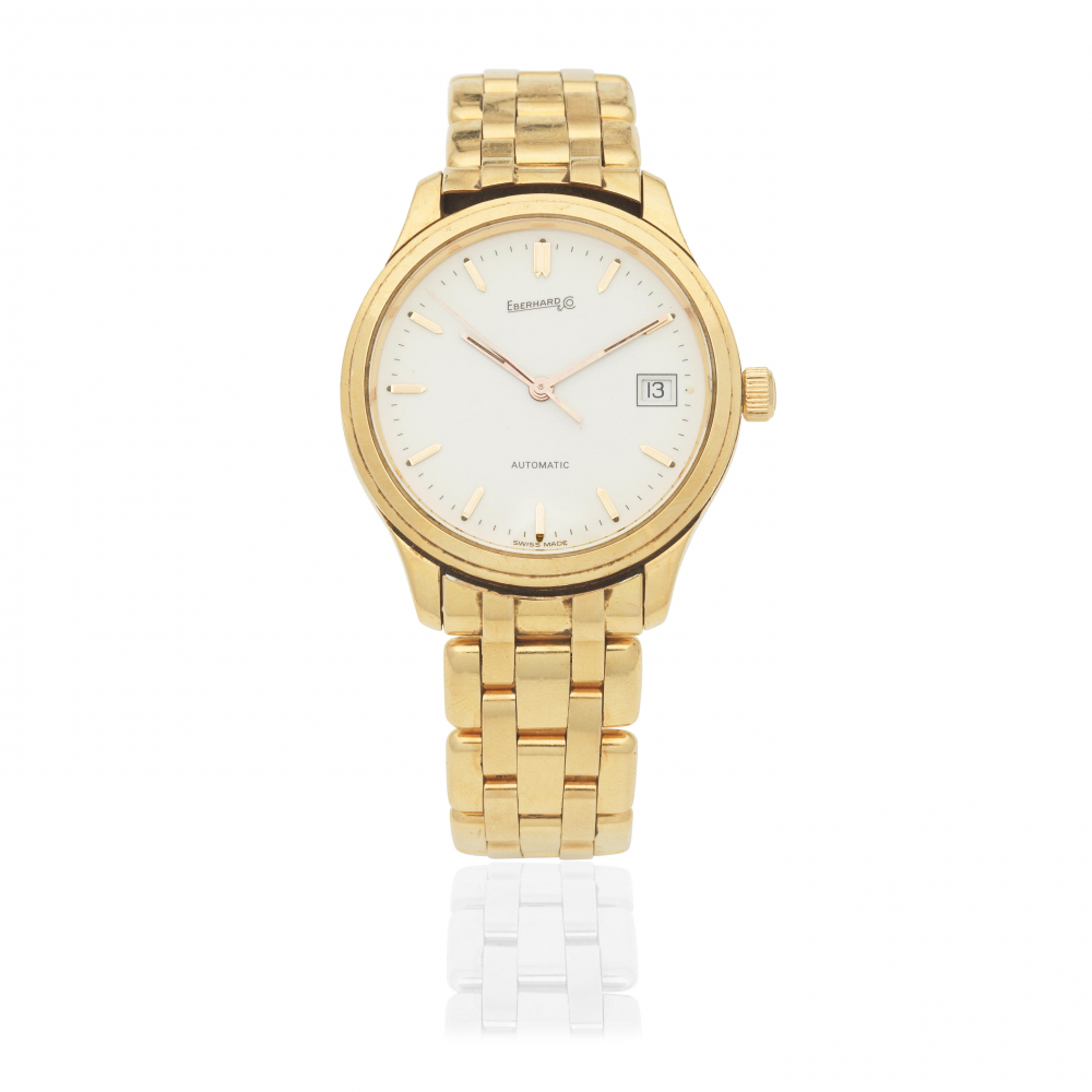 Eberhard. An 18K gold automatic calendar bracelet watch