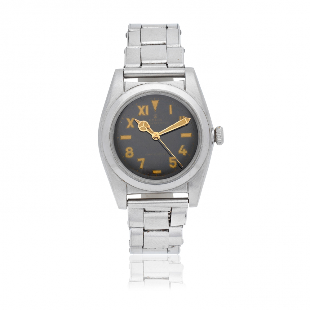 Rolex. A stainless steel automatic bubble back bracelet watch with 'California' dial