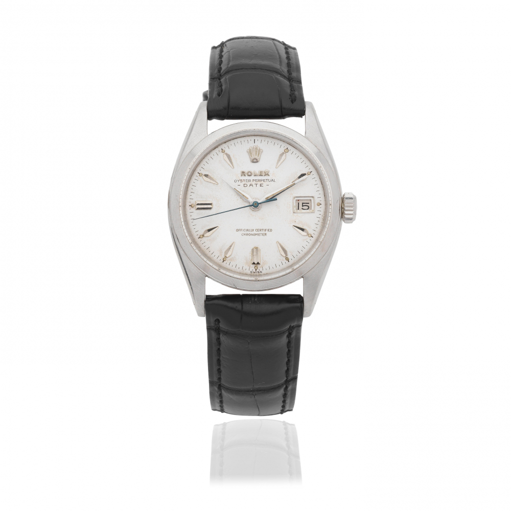 Rolex. A stainless steel automatic calendar wristwatch with roulette date wheel