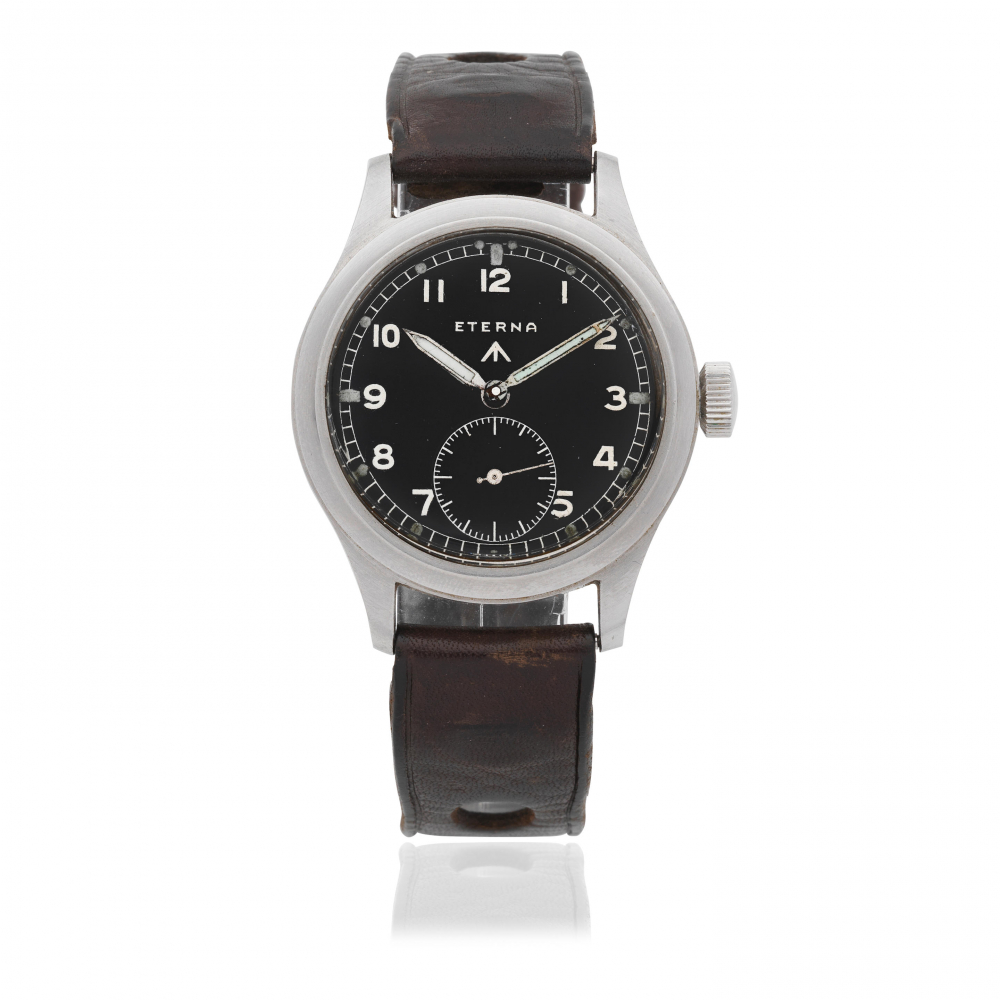Eterna. A stainless steel manual wind Military Issue wristwatch