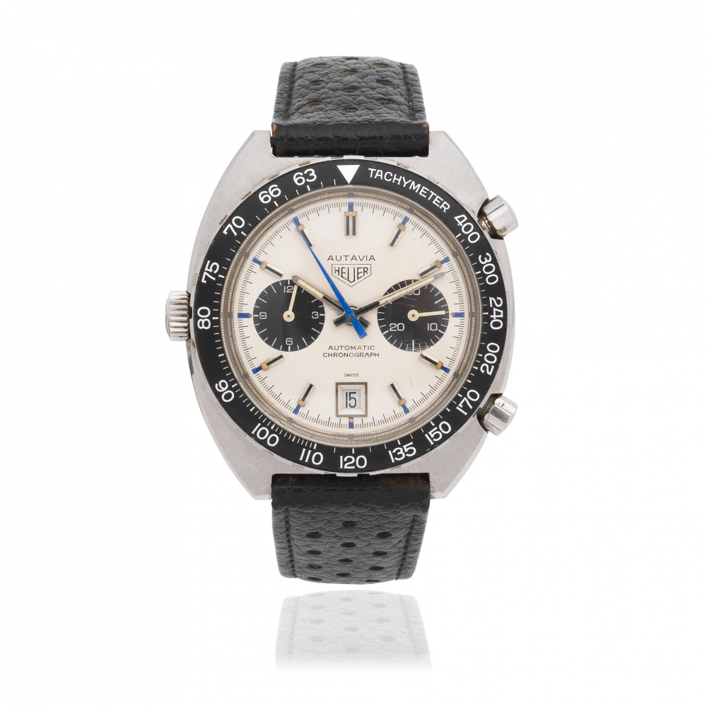 Heuer. A stainless steel automatic calendar chronograph wristwatch