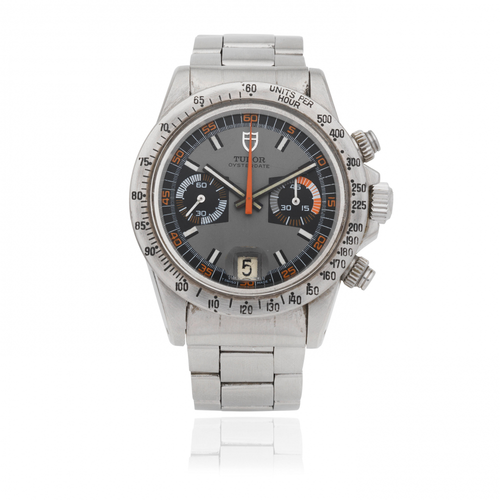 Tudor. A stainless steel manual wind calendar chronograph bracelet watch