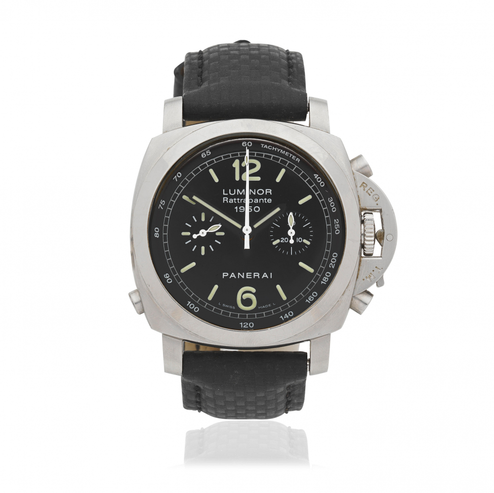 Panerai. A stainless steel automatic chronograph wristwatch