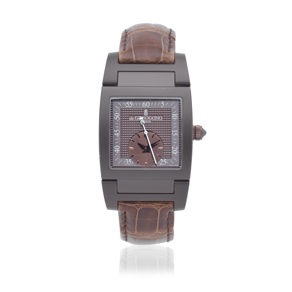 De Grisogono. A brown PVD coated 18K gold automatic wristwatch
