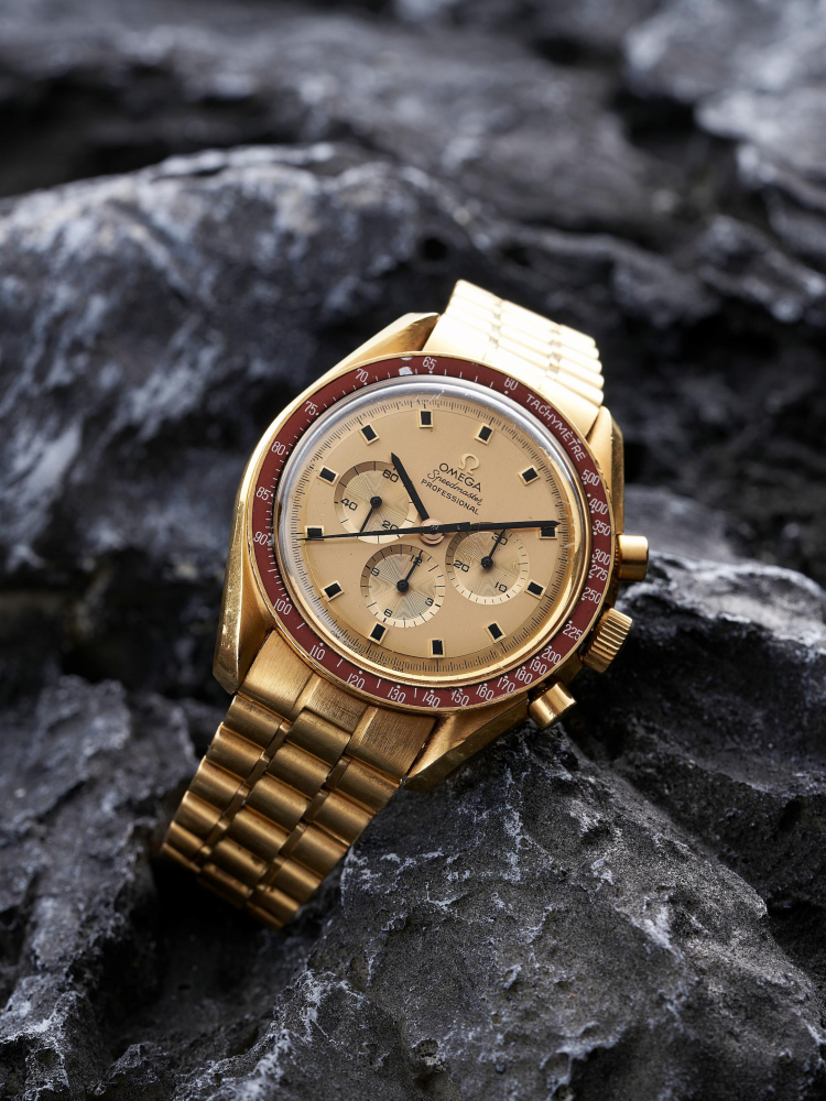 OMEGA | SPEEDMASTER APOLLO XI 1969, REF.BA145.022, A VINTAGE YELLOW GOLD CHRONOGRAPH WRISTWATCH, CIRCA 1969