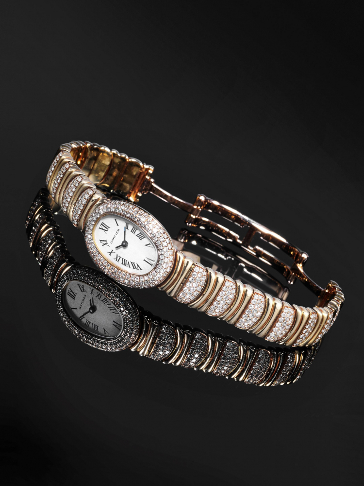 CARTIER | BAIGNOIRE JOAILLERIE, REF.1960, A YELLOW GOLD AND DIAMOND-SET BRACELET WATCH, CIRCA 2000