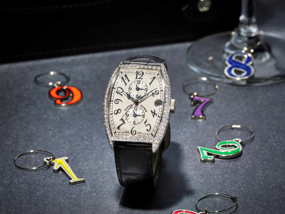 FRANCK MULLER | MASTER BANKER, REF.5850 MB D, A WHITE GOLD AND DIAMOND-SET THREE TIME ZONES WRISTWATCH WITH DATE, CIRCA 2014