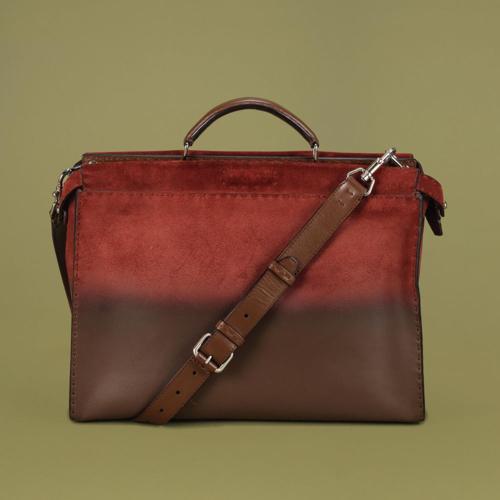 Fendi Selleria: a Red Dégradé Suede Peekaboo Tote