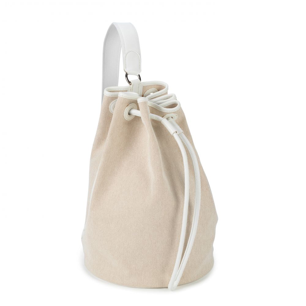 Hermes: a Toile H and White Epsom Leather Sac Marin