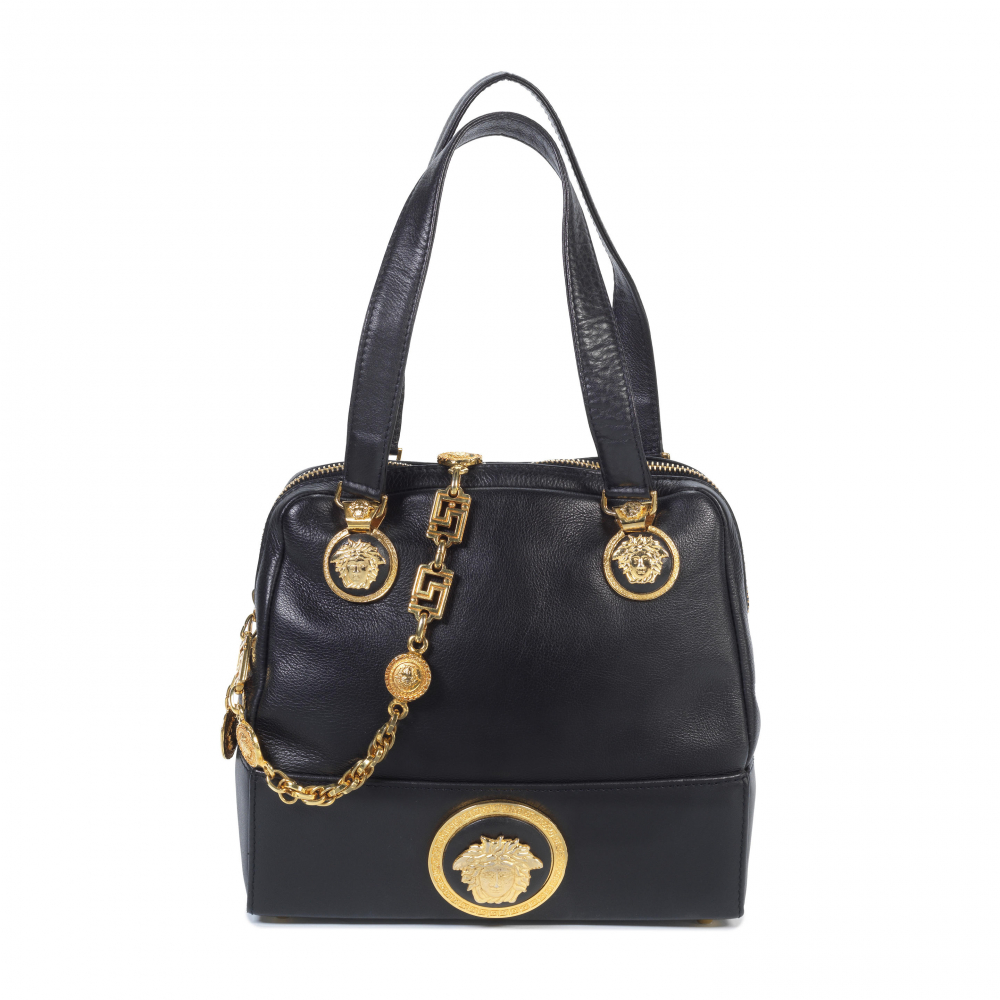 Gianni Versace: a Black Medusa Head Small Handbag