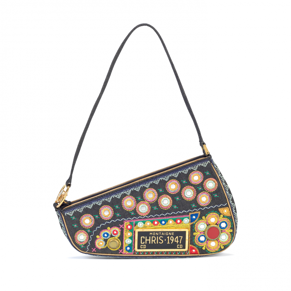 Christian Dior: an Embroidered Denim Cadillac Baguette Bag