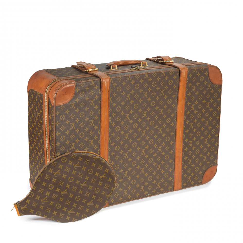 Louis Vuitton: a Monogram Stratos 80 Suitcase and Tennis Racket Cover