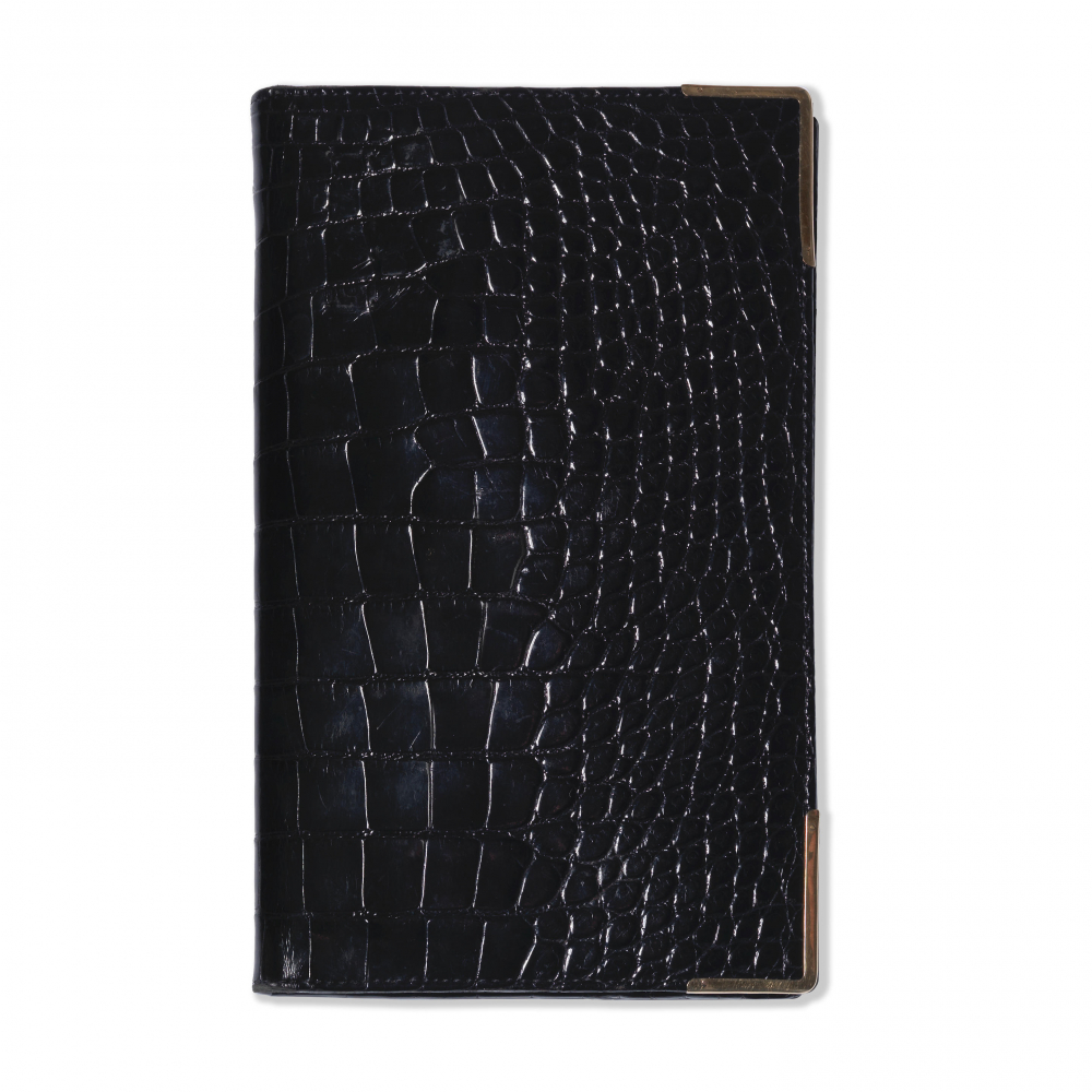 Asprey: a Shiny Black Crocodile Bi-fold Wallet