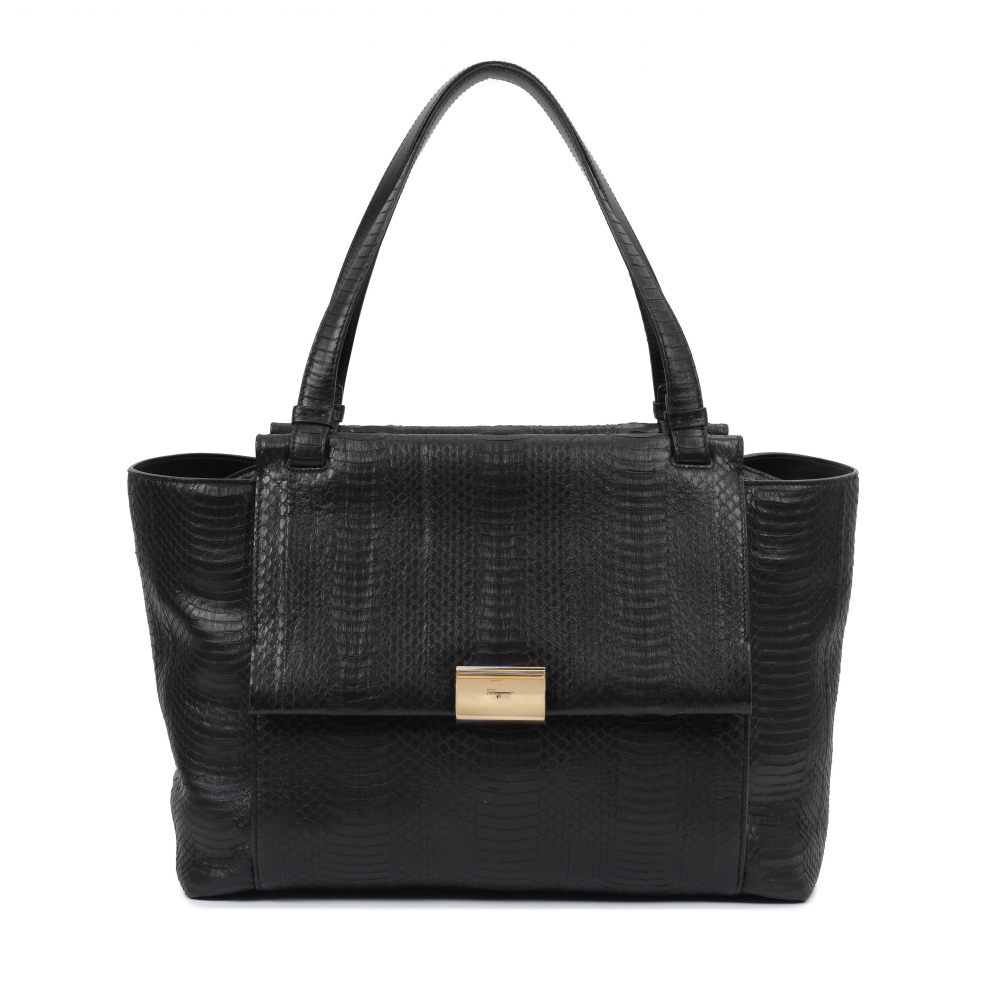 Salvatore Ferragamo: a Black Python Skin Tote Bag