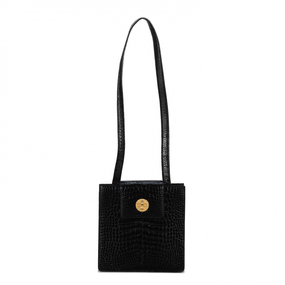Bulgari: a Shiny Black Crocodile Shoulder Bag