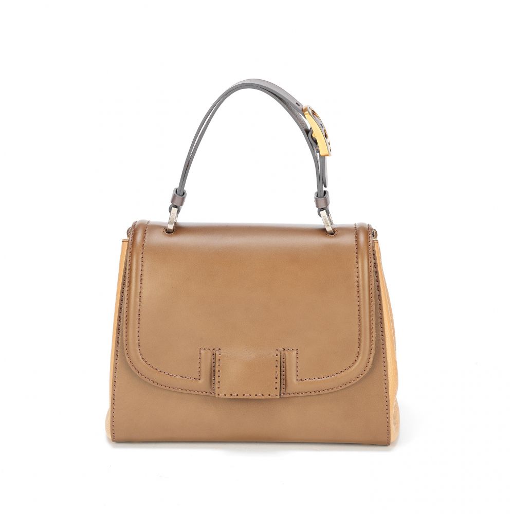 A BROWN AND GREY SILVANA BAG