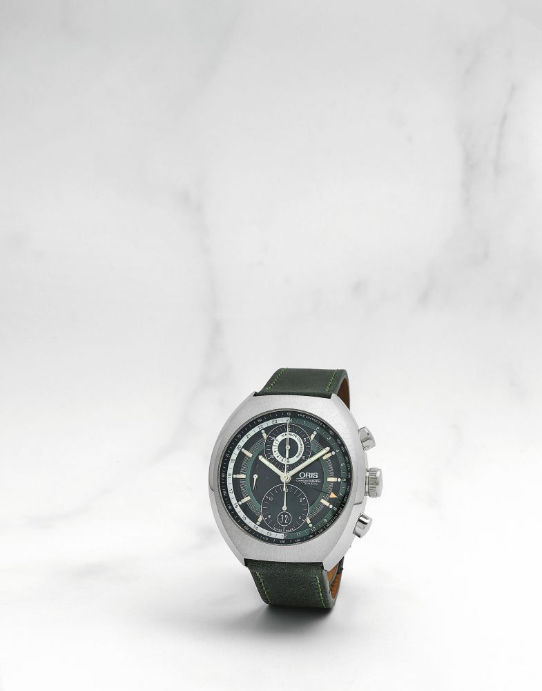 Oris. Chronographe bracelet en acier avec date en édition limitée mouvement automatique