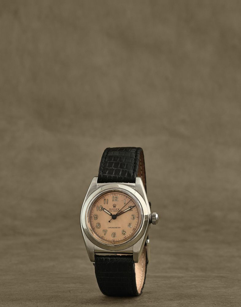 Rolex. Montre bracelet en acier bubble back mouvement automatique