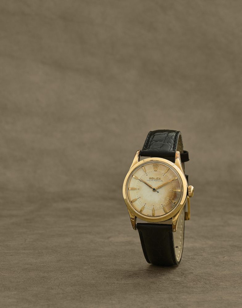 Rolex. Montre bracelet en plaque or et acier mouvement automatique
