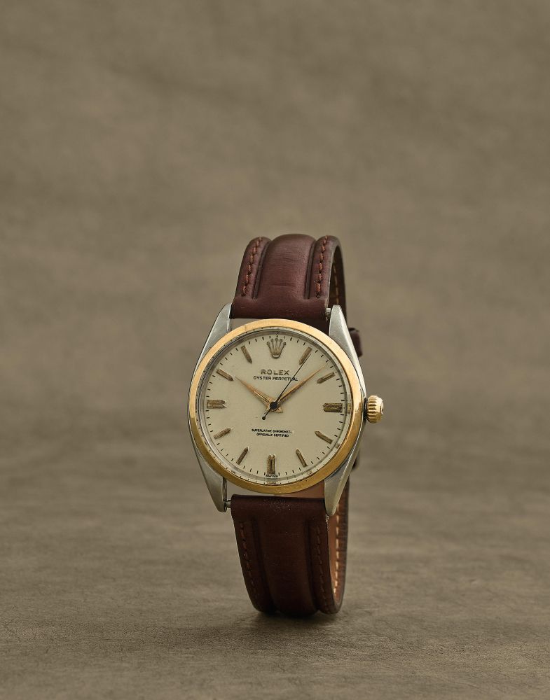 Rolex. Montre bracelet en or jaune 18K (750) et acier mouvement automatique