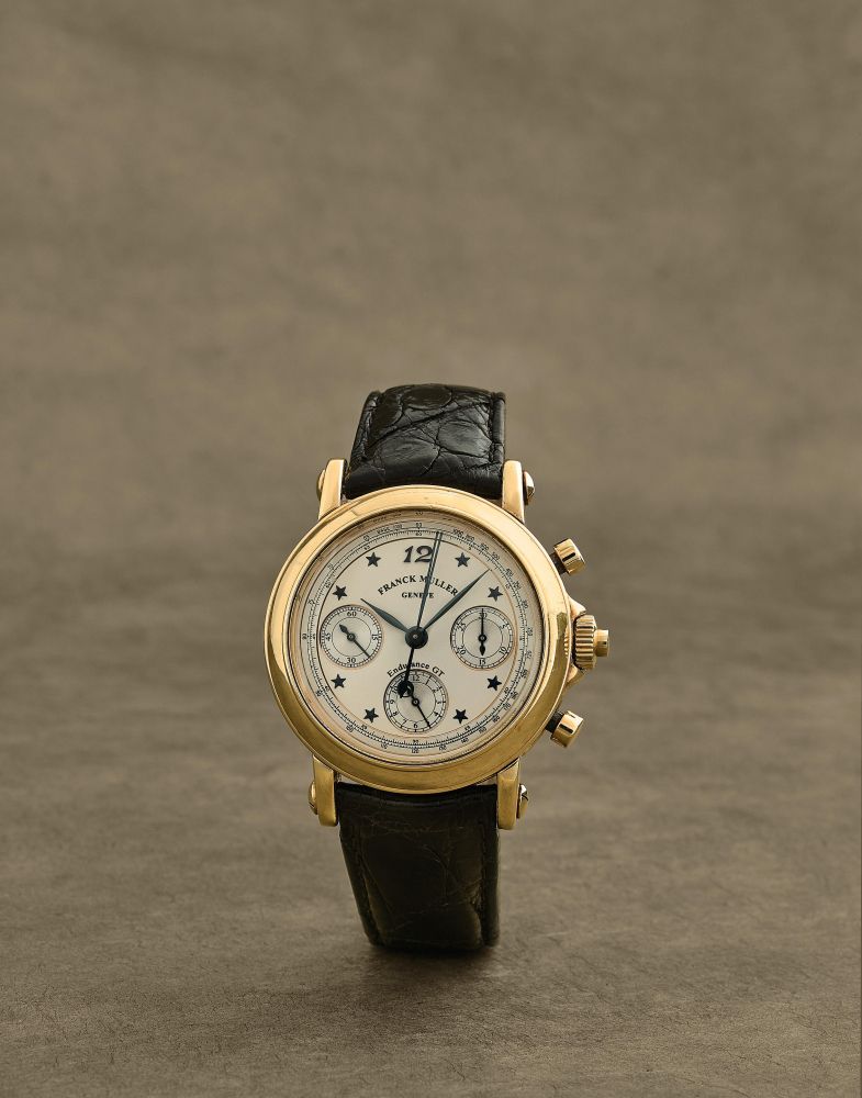 Franck Muller. Chronographe bracelet à rattrapante en or jaune 18K (750) mouvement automatique